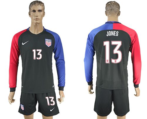 USA 13 Jones Away Long Sleeves Soccer Country Jersey