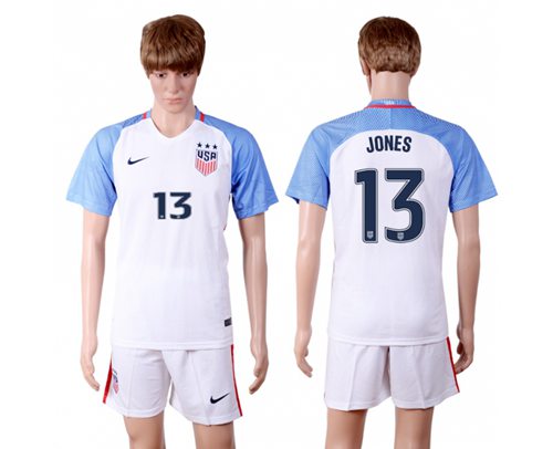 USA 13 Jones Home Three Star Soccer Country Jersey