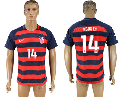 USA 14 ACOSTA 2017 CONCACAF Gold Cup Away Thailand Soccer Jersey