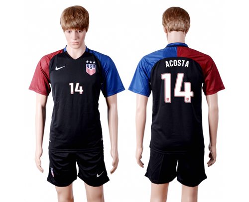 USA 14 Acosta Away Three Star Soccer Country Jersey