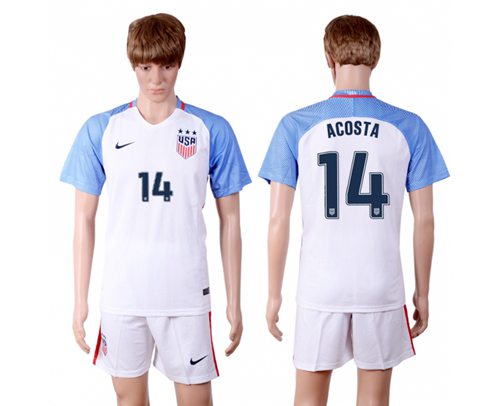 USA 14 Acosta Home Three Star Soccer Country Jersey