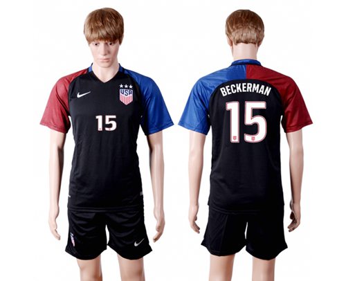 USA 15 Beckerman Away Three Star Soccer Country Jersey