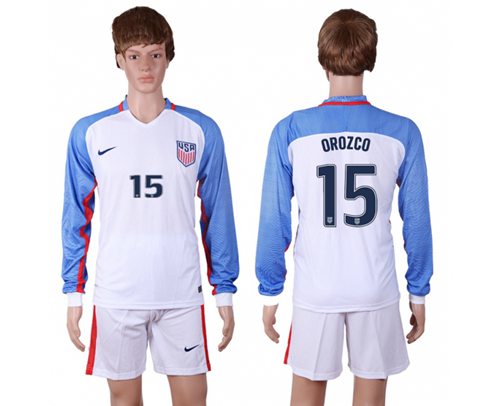 USA 15 Orozco Home Long Sleeves Soccer Country Jersey