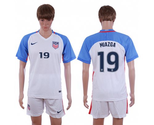 USA 19 Miazga Home Soccer Country Jersey