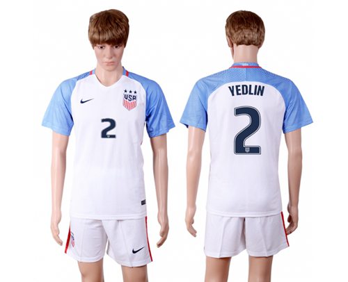 USA 2 Yedlin Home Three Star Soccer Country Jersey