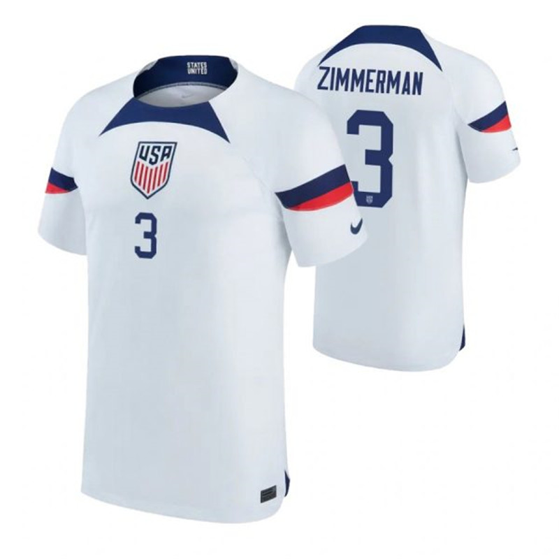 USA 3 ZIMMERMAN Home 2022 FIFA World Cup Thailand Soccer Jersey