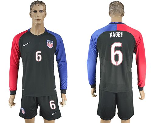 USA 6 Nagbe Away Long Sleeves Soccer Country Jersey