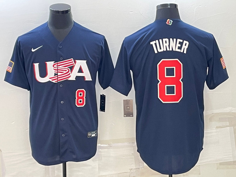 USA 8 Trea Turner Black Nike 2023 World Baseball Classic Jersey