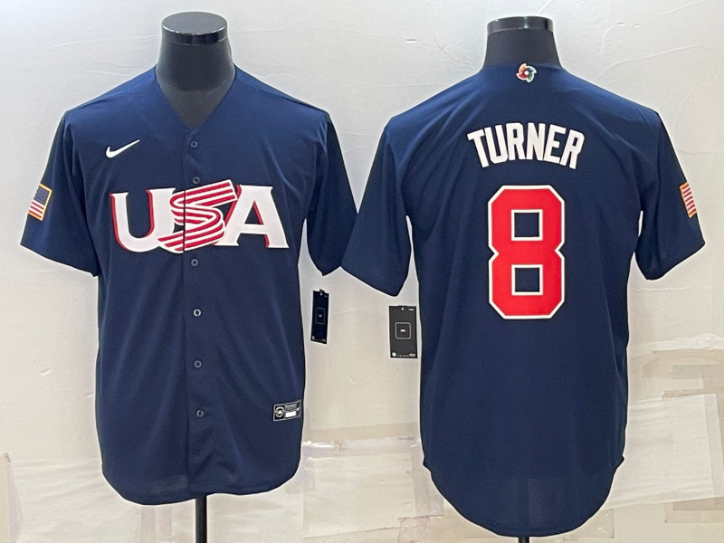 USA 8 Trea Turner Black Nike 2023 World Baseball Classic Jerseys