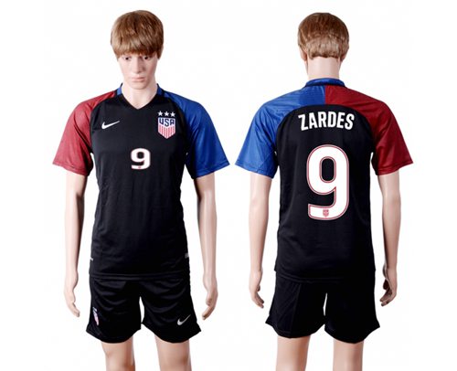 USA 9 Zardes Away Three Star Soccer Country Jersey