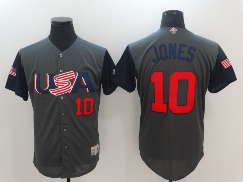 USA Baseball Majestic 10 Adam Jones Gray 2017 World Baseball Classic Authentic Team Jersey