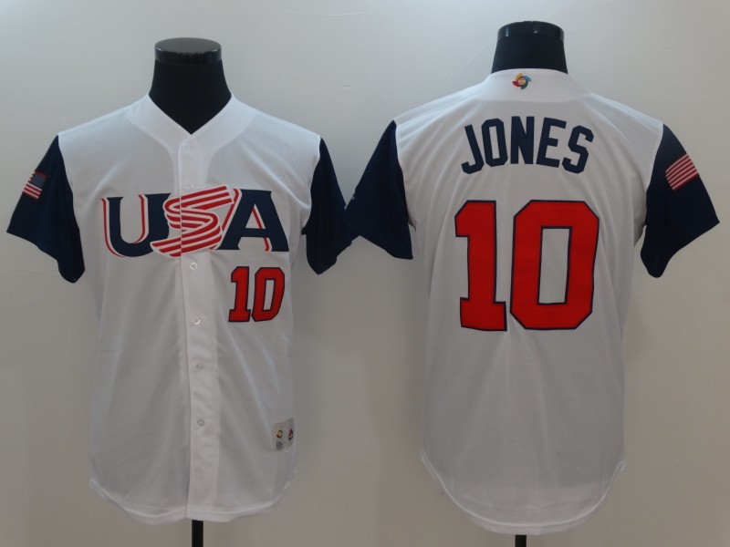 USA Baseball Majestic 10 Adam Jones White 2017 World Baseball Classic Authentic Team Jersey