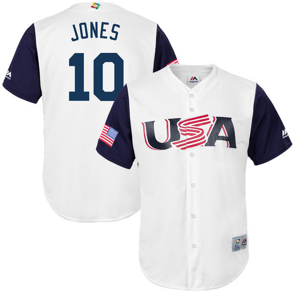 USA Baseball Majestic 10 Adam Jones White 2017 World Baseball Classic Replica Team Jersey