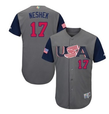 USA Baseball Majestic 17 Pat Neshek Gray 2017 World Baseball Classic Authentic Team Jersey