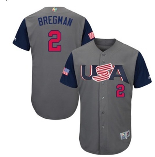 USA Baseball Majestic 2 Alex Bregman Gray 2017 World Baseball Classic Authentic Team Jersey