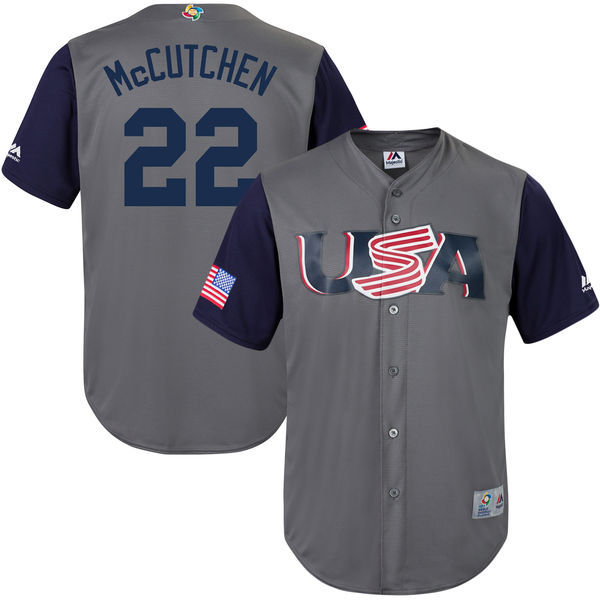 USA Baseball Majestic 22 Andrew McCutchen Gray 2017 World Baseball Classic Replica Team Jersey