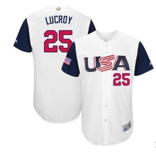 USA Baseball Majestic 25 Jonathan Lucroy White 2017 World Baseball Classic Authentic Team Jersey