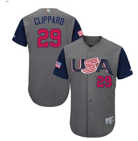 USA Baseball Majestic 29 Tyler Clippard Gray 2017 World Baseball Classic Authentic Team Jersey