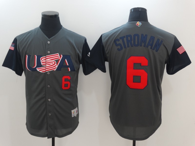 USA Baseball Majestic 6 Marcus Stroman Gray 2017 World Baseball Classic Authentic Team Jersey