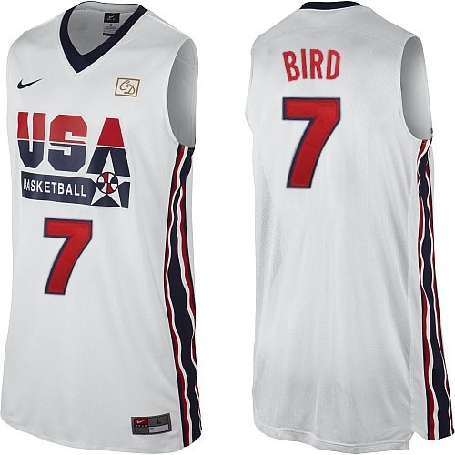 USA Basketball 1992 Dream Team One Larry Bird #7 White Authentic Swingman Jersey
