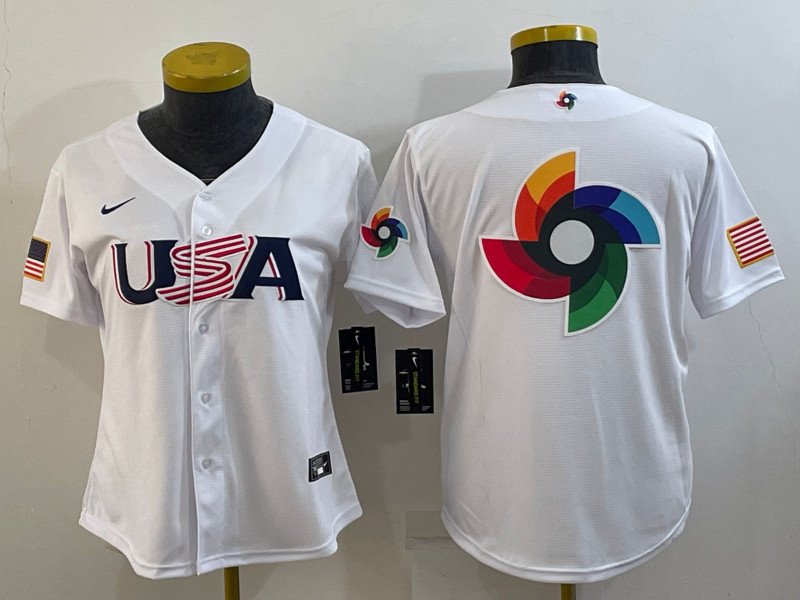 USA Blank White Women Nike 2023 World Baseball Classic Jersey