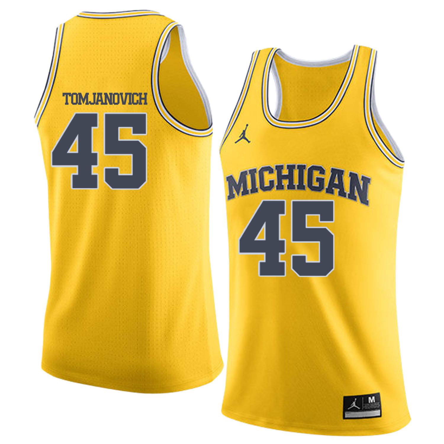 University of Michigan 45 Rudy Tomjanovich Yellow College Basketball Jersey