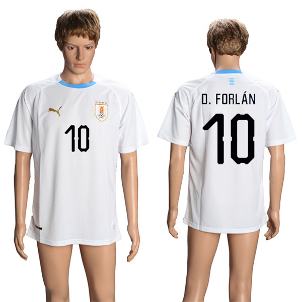 Uruguay 10 D. FORLAN Away 2018 FIFA World Cup Soccer Jersey