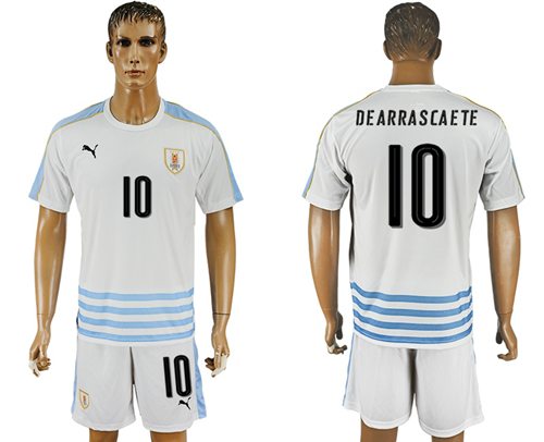 Uruguay 10 Dearrascaete Away Soccer Country Jersey