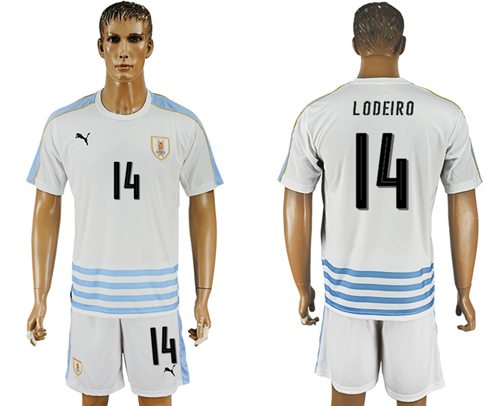 Uruguay 14 Lodeiro Away Soccer Country Jersey