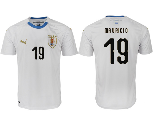 Uruguay 19 MAURICIO Away 2018 FIFA World Cup Thailand Soccer Jersey