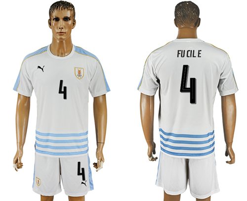 Uruguay 4 Fucile Away Soccer Country Jersey