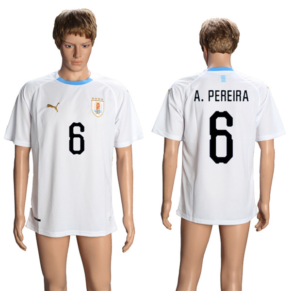 Uruguay 6 A. PEREIRA Away 2018 FIFA World Cup Soccer Jersey