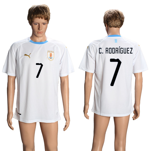 Uruguay 7 C. RODRIGUEZ Away 2018 FIFA World Cup Soccer Jersey