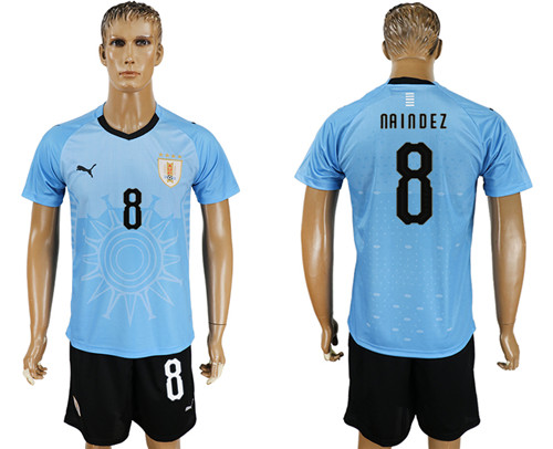 Uruguay 8 NAINDEZ Home 2018 FIFA World Cup Soccer Jersey