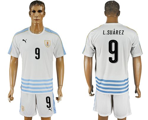 Uruguay 9 LSuarez Away Soccer Country Jersey