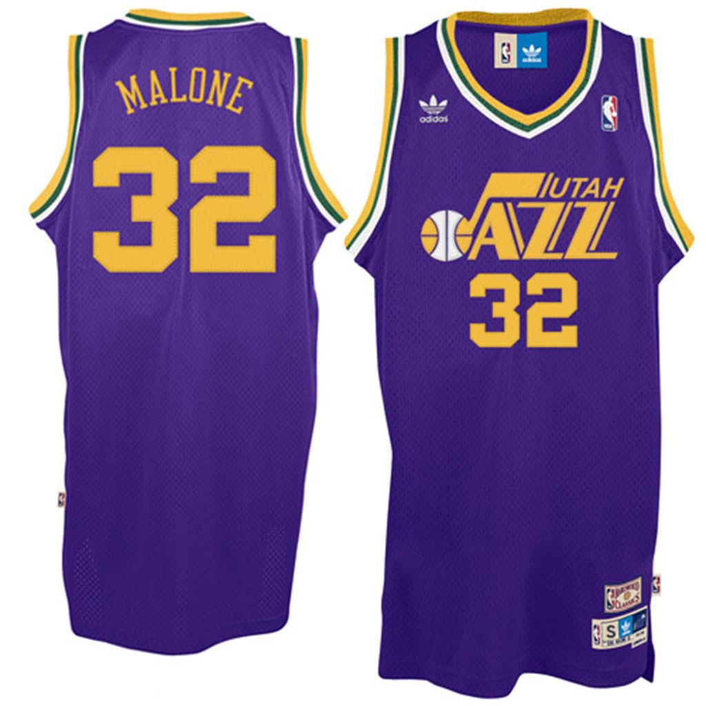 Utah Jazz #32 Karl Malone Hardwood Classics Soul Swingman Purple Jersey