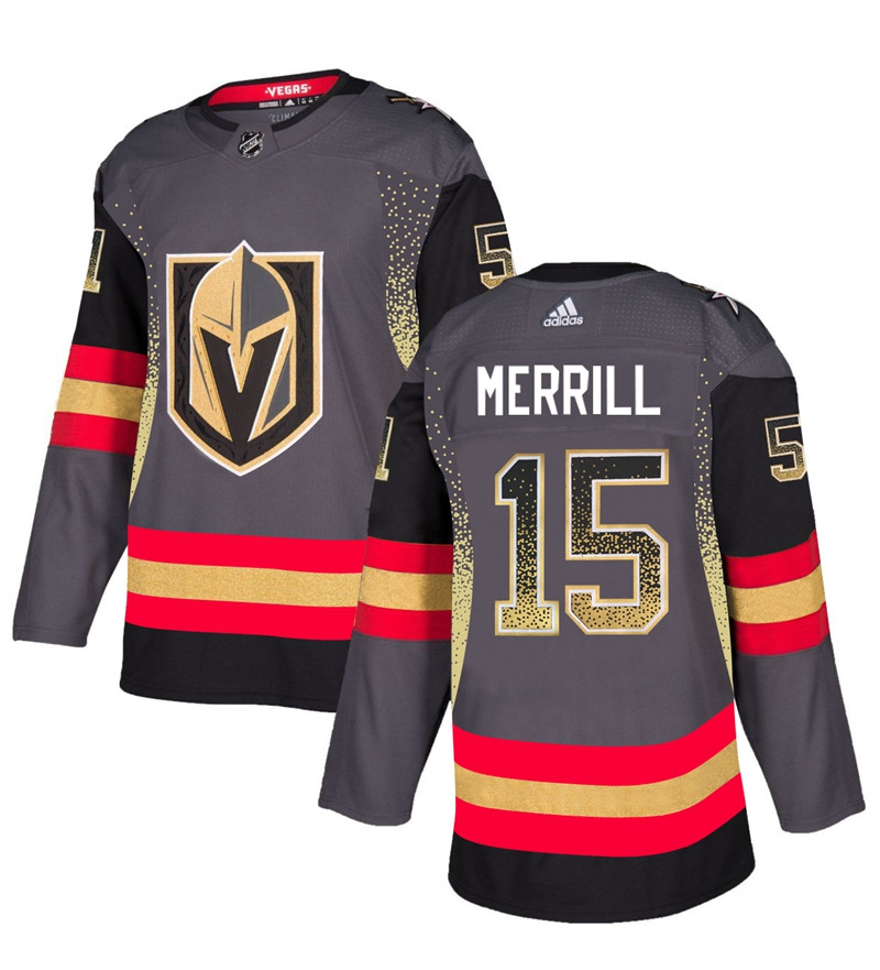 Vegas Golden Knights 15 Jon Merrill Gray Drift Fashion Jersey