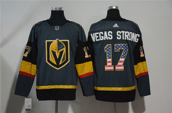 Vegas Golden Knights 17 Vegas Strong White USA Flag  Jersey