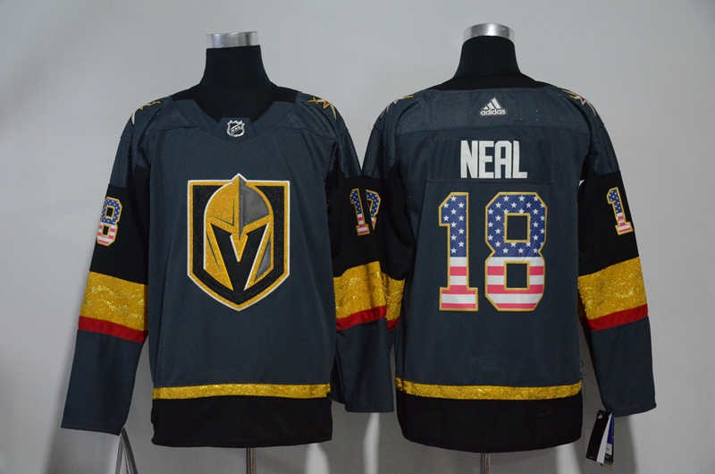 Vegas Golden Knights 18 James Neal Gray USA Flag  Jersey