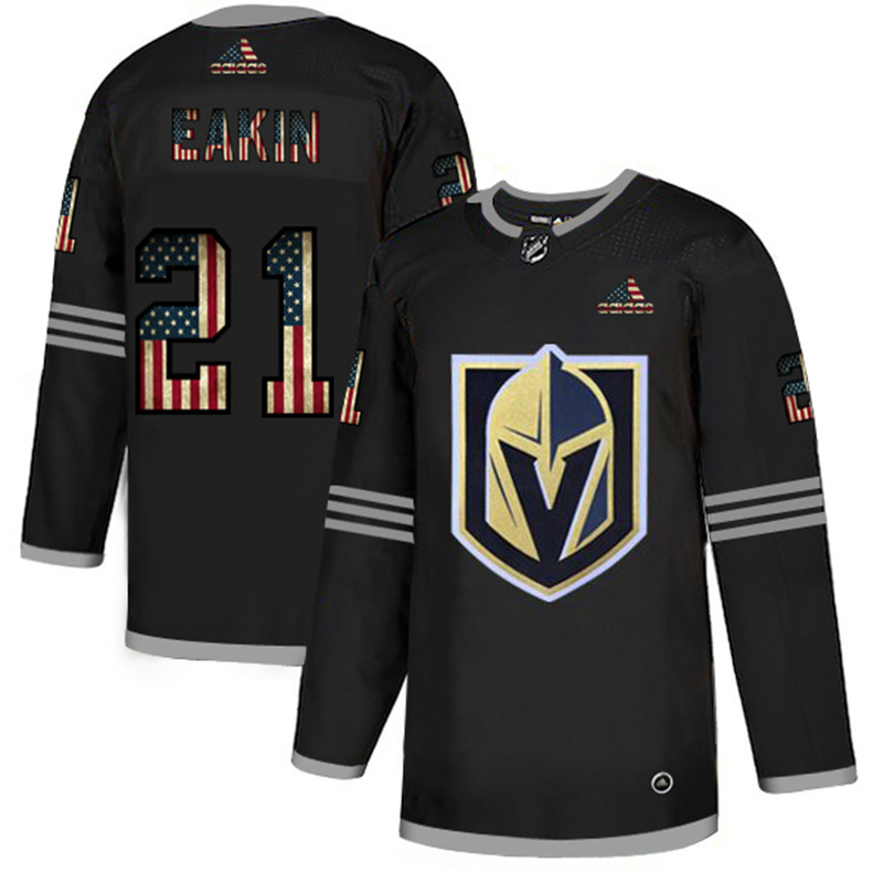 Vegas Golden Knights 21 Cody Eakin Black USA Flag Fashion Adidas Jersey