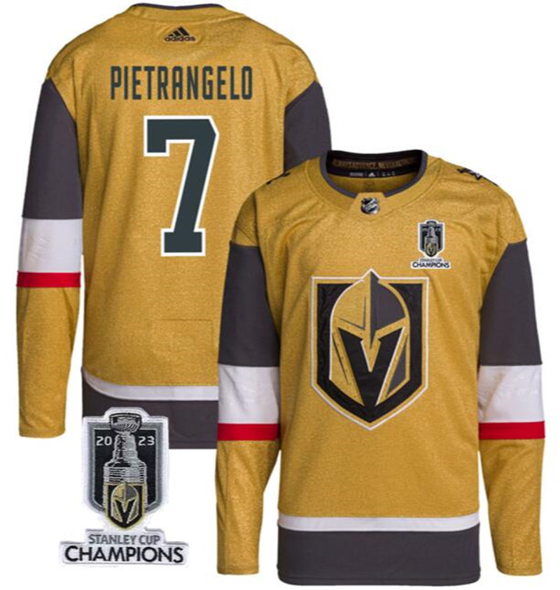 Vegas Golden Knights 7 Alex Pietrangelo Gold 2023 Stanley Cup Champions Adidas Jersey