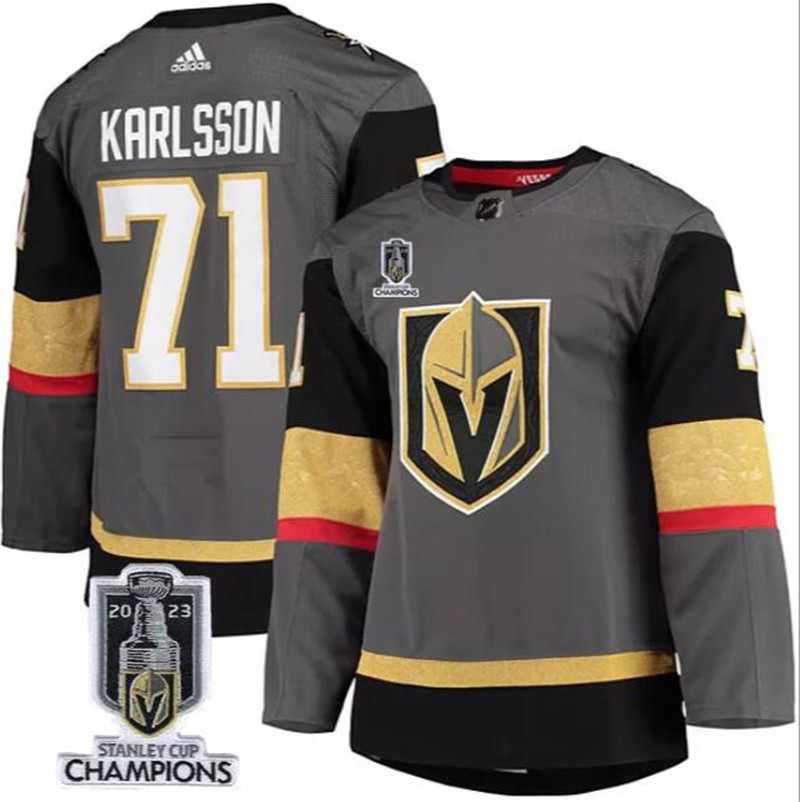 Vegas Golden Knights 71 William Karlsson Gray 2023 Stanley Cup Champions Adidas Jersey