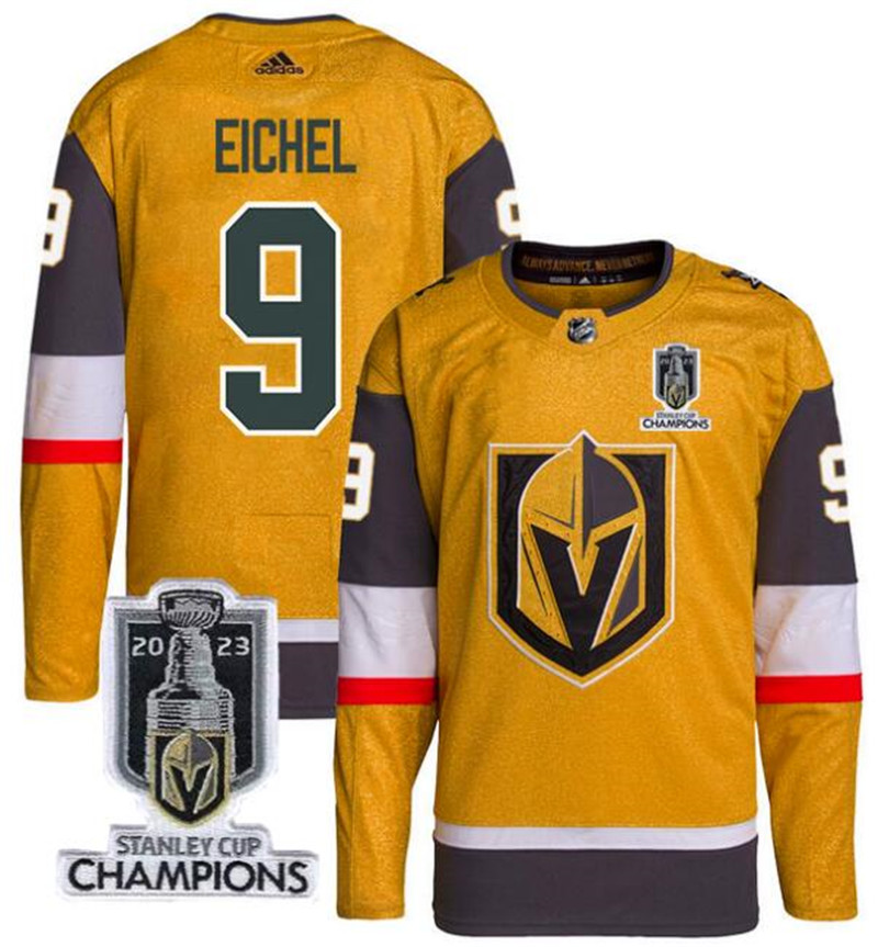 Vegas Golden Knights 9 Jack Eichel Gold 2023 Stanley Cup Champions Adidas Jersey