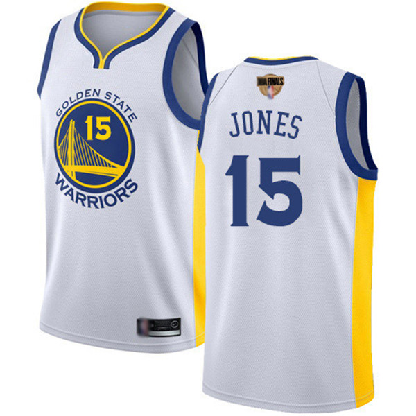 Warriors #15 Damian Jones White 2019 Finals Bound Basketball Swingman Association Edition Jersey