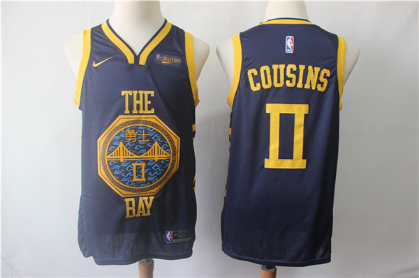 Warriors 0 DeMarcus Cousins Navy 2019 City Edition  Swingman Jersey