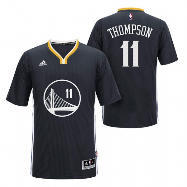 Golden State Warriors #11 Klay Thompson 2014 15 New Swingman Black Jersey With Sleeves