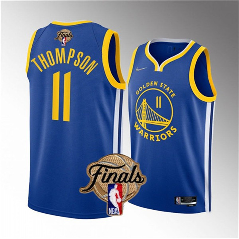 Warriors 11 Klay Thompson Blue 2022 NBA Finals Nike Swingman Jersey