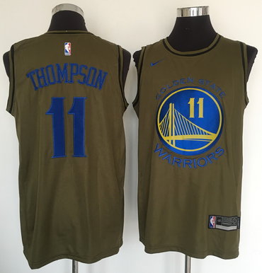 Warriors 11 Klay Thompson Olive  Swingman Jersey