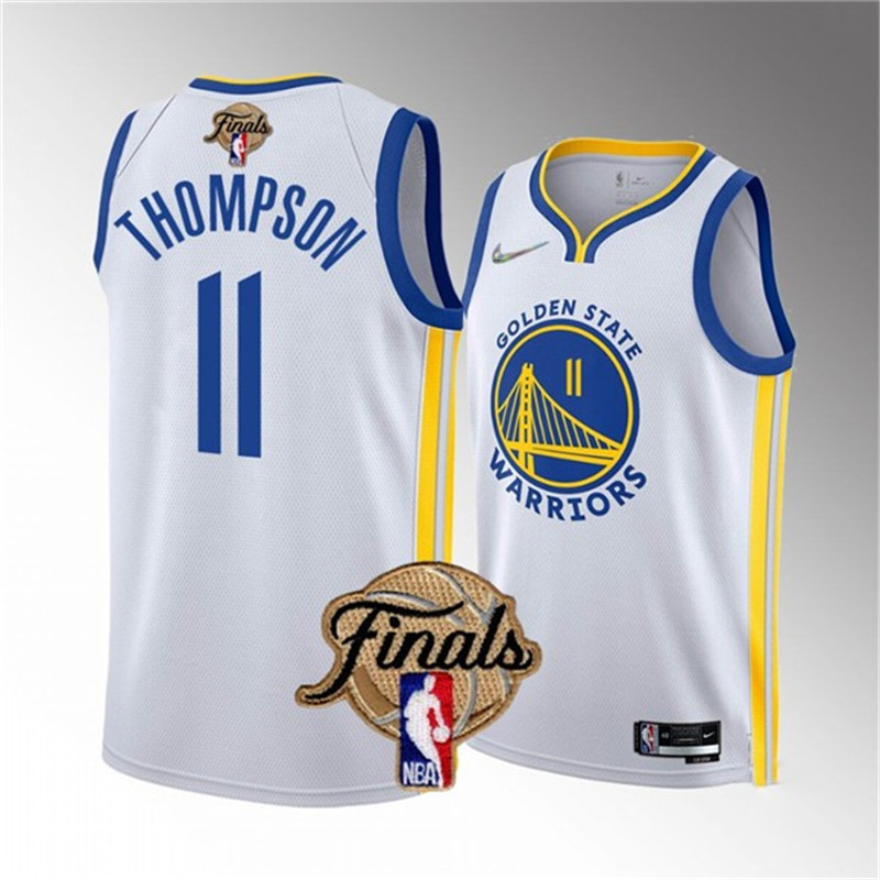 Warriors 11 Klay Thompson White 2022 NBA Finals Nike Swingman Jersey