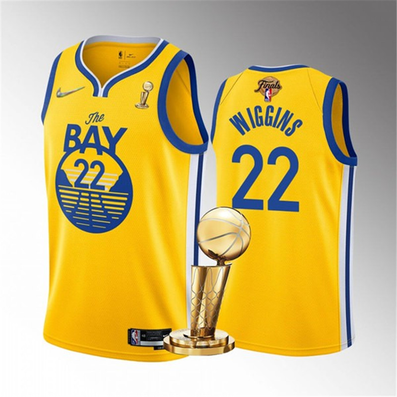 Warriors 22 Andrew Wiggins Yellow Nike 2022 Finals Champions Swingman Jersey